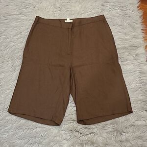 Eileen Fisher organic linen brown shorts womens size 8‎